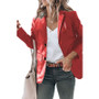 Fall Winter Women'S Chic Slim Fit Turndown Collar Single Breasted Solid Color Pu Leather Blazer Long Sleeve Coat