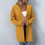 Autumn And Winter Solid Color Hooded Knitting Shirt Cardigan Sweater Women'S Coat