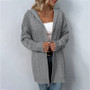 Autumn And Winter Solid Color Hooded Knitting Shirt Cardigan Sweater Women'S Coat