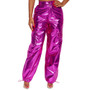 Women Summer Metallic Button Zipper Drawstring Pant