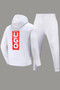 Men's and Women Casual printed sports fleece Hoodies and Pant two-piece set