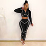 Women Sports Long Sleeve Crop Top and Pants Two-piece Set