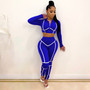 Women Sports Long Sleeve Crop Top and Pants Two-piece Set