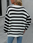 Autumn and winter striped knitting shirt Plus Size women's knitting Round Neck pullover sweater