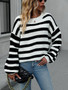 Autumn and winter striped knitting shirt Plus Size women's knitting Round Neck pullover sweater