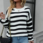 Autumn and winter striped knitting shirt Plus Size women's knitting Round Neck pullover sweater