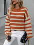 Autumn and winter striped knitting shirt Plus Size women's knitting Round Neck pullover sweater