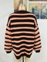 Autumn and winter striped knitting shirt Plus Size women's knitting Round Neck pullover sweater