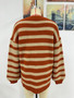 Autumn and winter striped knitting shirt Plus Size women's knitting Round Neck pullover sweater