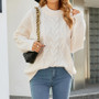 Women Retro Loose Half Turtleneck Twisted Sweater