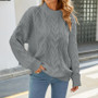 Women Retro Loose Half Turtleneck Twisted Sweater