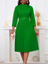 Women's Fashion Chic Elegant Pleated Elegant Solid Color Plus Size Dress