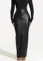 Women Autumn and Winter Black Bodycon Zipper Pu-Leather Skirt
