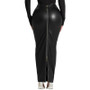 Women Autumn and Winter Black Bodycon Zipper Pu-Leather Skirt