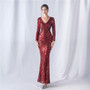 Women colorful sequined long-sleeved evening dress