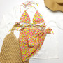 Ladies Print Floral Chiffon Bikini Swimwear Three-Piece