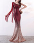 Women Gradient Sequins Formal Party Maxi Mermaid Evening Dress