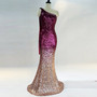 Women Gradient Sequins Formal Party Maxi Mermaid Evening Dress