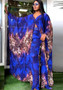 Africa Plus Size Women Printed Chiffon Loose Long Robe And Pant Two-Piece Set