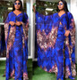 Africa Plus Size Women Printed Chiffon Loose Long Robe And Pant Two-Piece Set