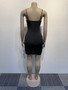 Women Beaded See Through Stretch Strap Bodycon Dress