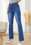 Women High Waist Stretch Denim Bell Bottom Pants