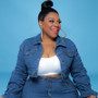 Plus Size Women Fall/Winter Pleated Long Sleeve Top and Stacked Denim Pant Two-piece Set