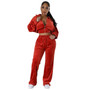 Women Solid Zipper Top and Pant Two-piece Set
