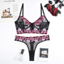 Women embroidered Lace sexy lingerie two-piece set