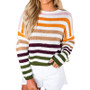 Fashion Stripe Color Contrast Pullover Sweater Women's Autumn Student Top Knitting Shirt