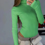 Autumn and Winter Slim Knitting High Neck Basic T-shirt Long Sleeve Ribbed Women's Jumpsuit