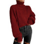 Autumn and Winter Fashion Shoulder Drop Long Sleeve Knitting Loose Pullover High Neck Sweater