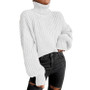 Autumn and Winter Fashion Shoulder Drop Long Sleeve Knitting Loose Pullover High Neck Sweater