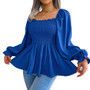 Women Casual Ruffle Edge Square Neck Long Sleeve chiffon Top