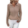 Women Turndown Collar Round Neck Sweater