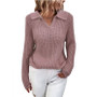 Women Turndown Collar Round Neck Sweater