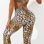 Sexy Leopard Print Yoga Suit Sports Fitness Pilates Bra Tight Fitting Butt Lift Pants Two-Piece Set