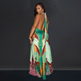 Fashionable Women's Sexy Printed Sleeveless Low Back Maxi Dress