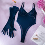 Sexy One-Piece Sexy See-Through Basic Slim Fit Bodysuit With Gloves For Women