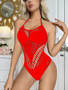 Sexy Lingerie Three-Point Sexy Hollow Suspender Mesh Bodysuit