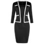 Women's Three Quarter Sleeve Fake Two Piece Patchwork Professional Bodycon Dress