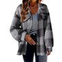 Women Autumn and Winter Pocket Plaid Sherpa Jacket Button Plush Jacket