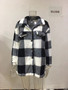 Women Autumn and Winter Pocket Plaid Sherpa Jacket Button Plush Jacket