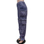 Women Casual Tie Dye Denim Cargo Pants