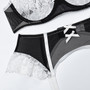 Women Bra Lace Mesh Patchwork Contrast Color Sexy Lingerie Set