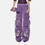 Women Fall Patchwork Pocket  Velvet Pants Straight Leg Cargo Pants