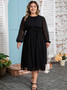 Plus Size Women Solid Elegant Chiffon Dress