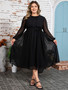 Plus Size Women Solid Elegant Chiffon Dress