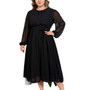 Plus Size Women Solid Elegant Chiffon Dress