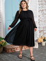 Plus Size Women Solid Elegant Chiffon Dress